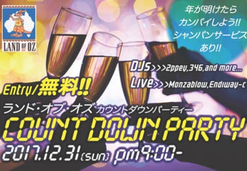 富士市のバー、ランドオブオズのカウントダウンパーティーのフライヤー画像のオモテ